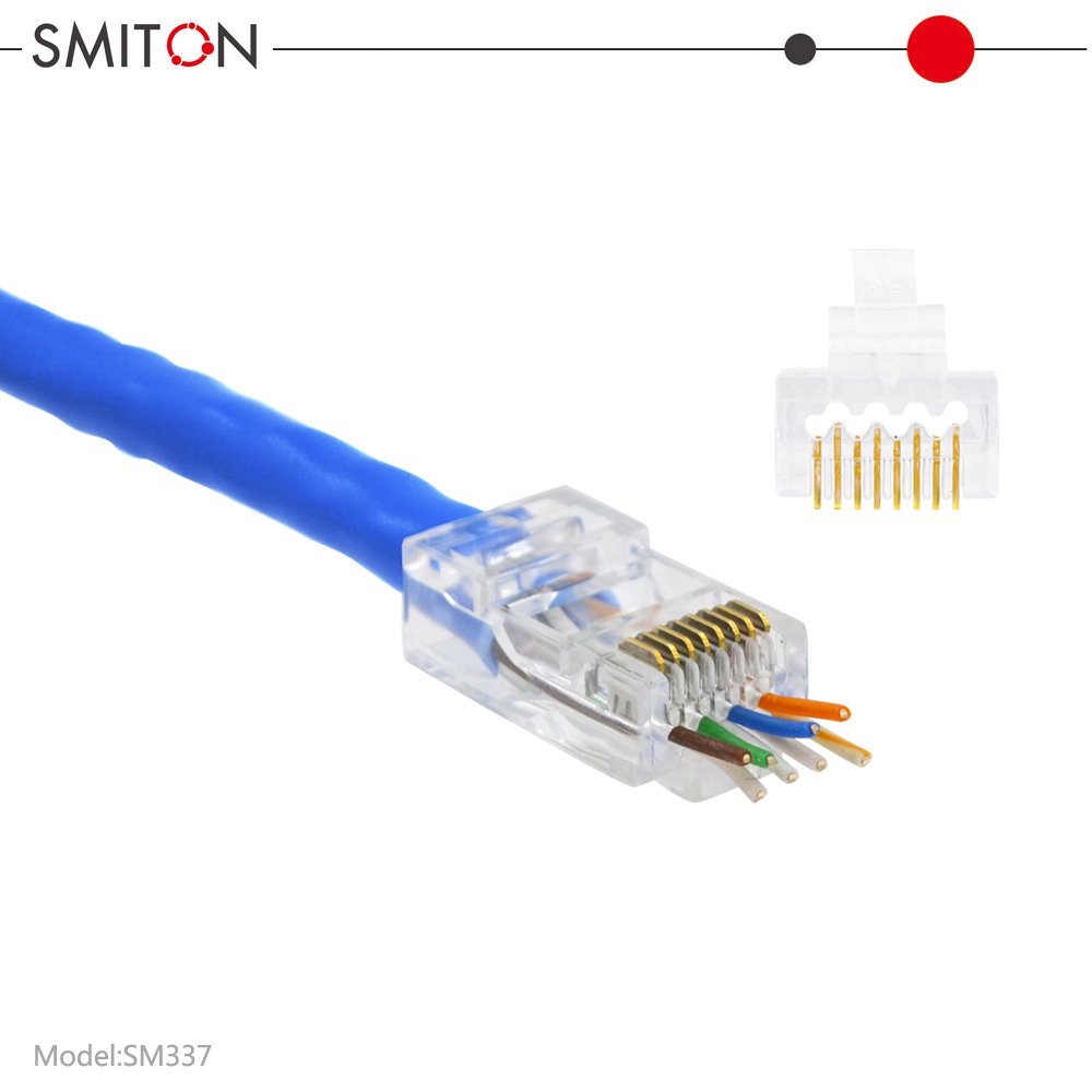 Cable 1.2mm plug Rg45 utp 8 Pin Ethernet rj 45 Conector 8p8c utp Pass Through rj45 Connector Cat6A