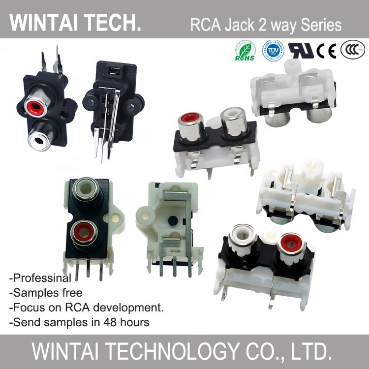 Wintai-Tech RCA-209 Socket RCA 2 Pin RCA Female Connector Panel Mount Female RCA Jack