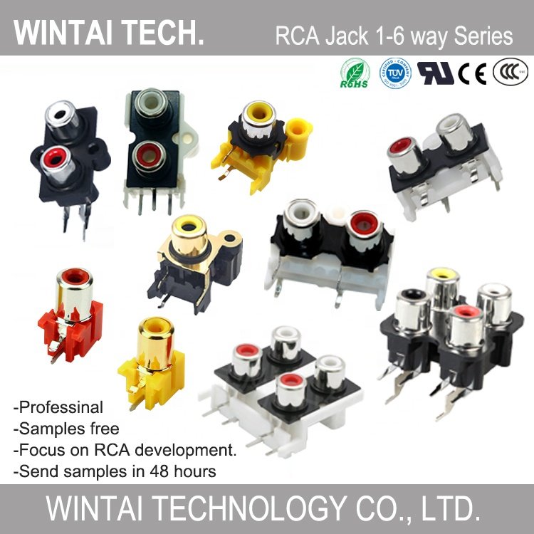 Wintai-Tech RCA-209 Socket RCA 2 Pin RCA Female Connector Panel Mount Female RCA Jack