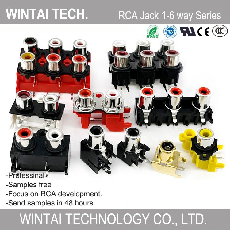 Wintai-Tech RCA-209 Socket RCA 2 Pin RCA Female Connector Panel Mount Female RCA Jack
