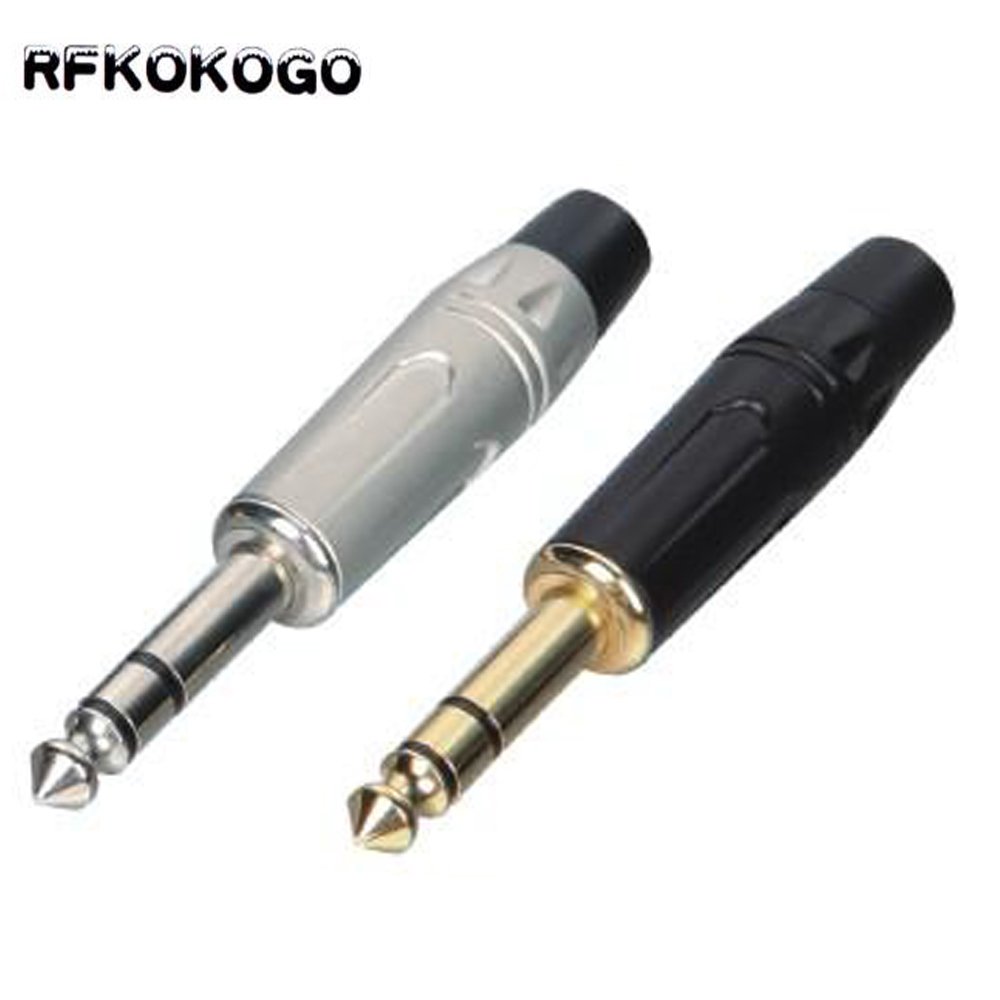 2 Pole Mono Stereo Jack 6.35mm Connector Gold-Plated 6.3MM 1/4 Inch Plug Audio Microphone Cable Connector