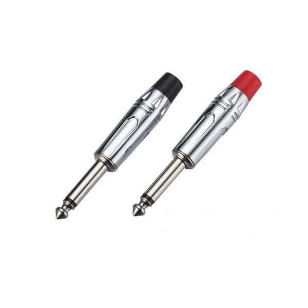 2 Pole Mono Stereo Jack 6.35mm Connector Gold-Plated 6.3MM 1/4 Inch Plug Audio Microphone Cable Connector
