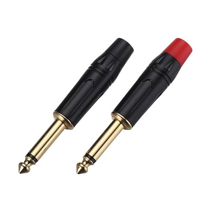 2 Pole Mono Stereo Jack 6.35mm Connector Gold-Plated 6.3MM 1/4 Inch Plug Audio Microphone Cable Connector