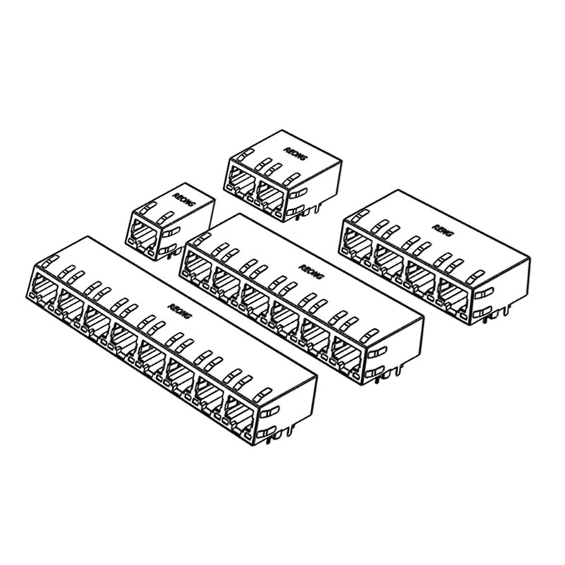 2x8 Port 100/1000/2.5g/5g/10g Base-t Pcb Stacked Integrated Connector Rj45 Magnetic Jack rj45 connector cat6