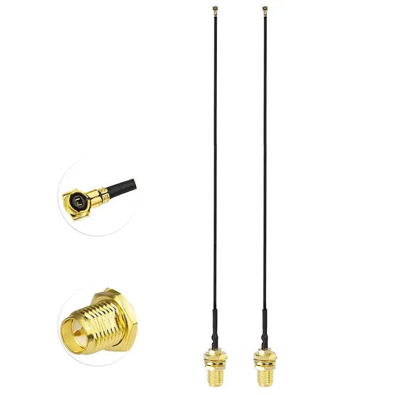Factory supply RP reverse polarity SMA Female Bulkhead to ipex ufl connector WIFI cable assembly with 1.13 mm Pigtail Cable