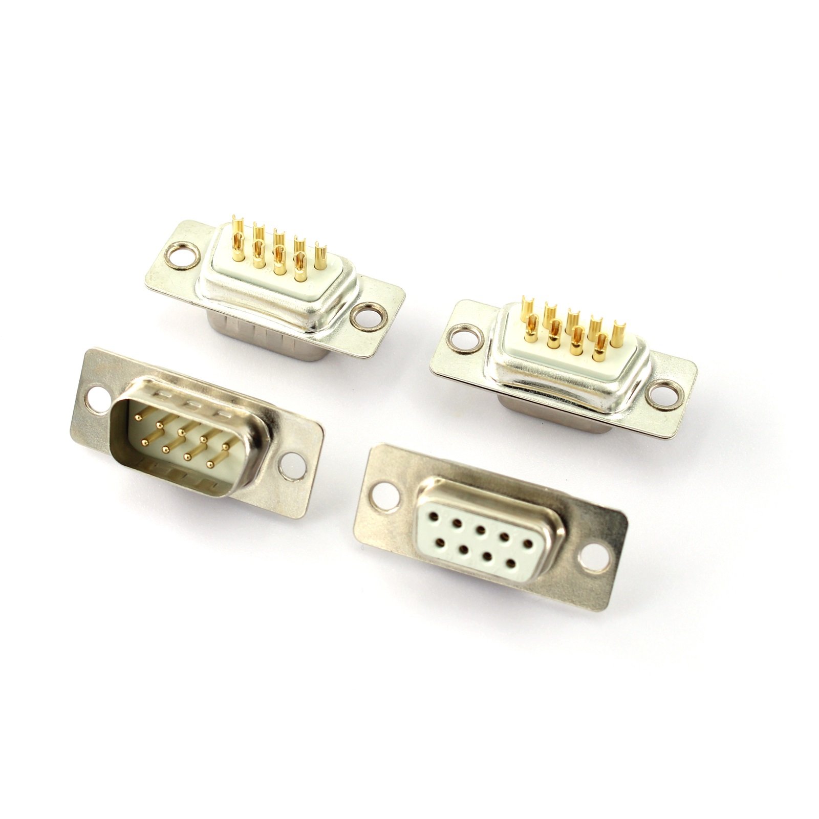 high quality female and male Solder Type / DB9 Connector Solid copper gold plated DB9 D-SUB Connector