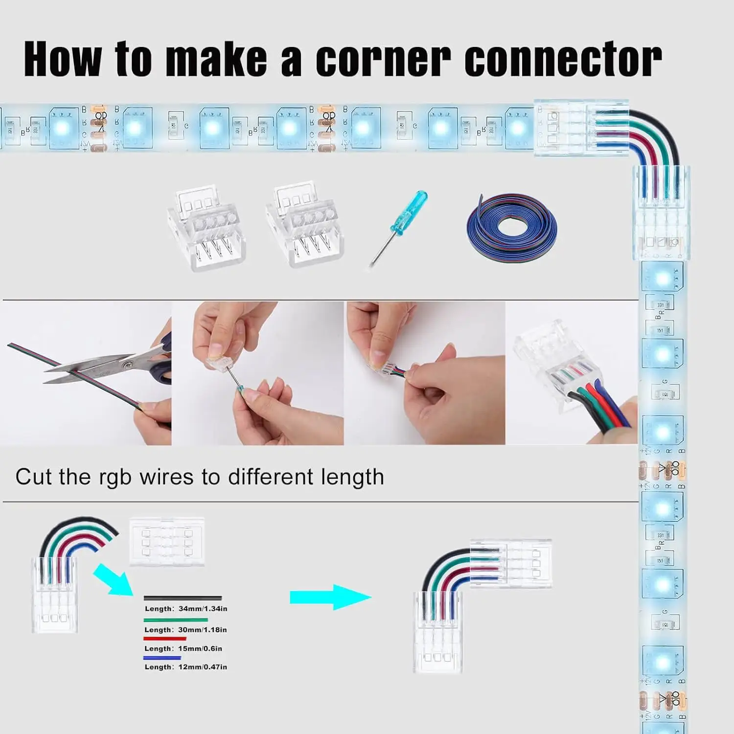 IP68 Single Color 8mm 10mm Free Welding Welding LED Wire plug 2 3 4 5 Pin cob LED Strip Light Connector