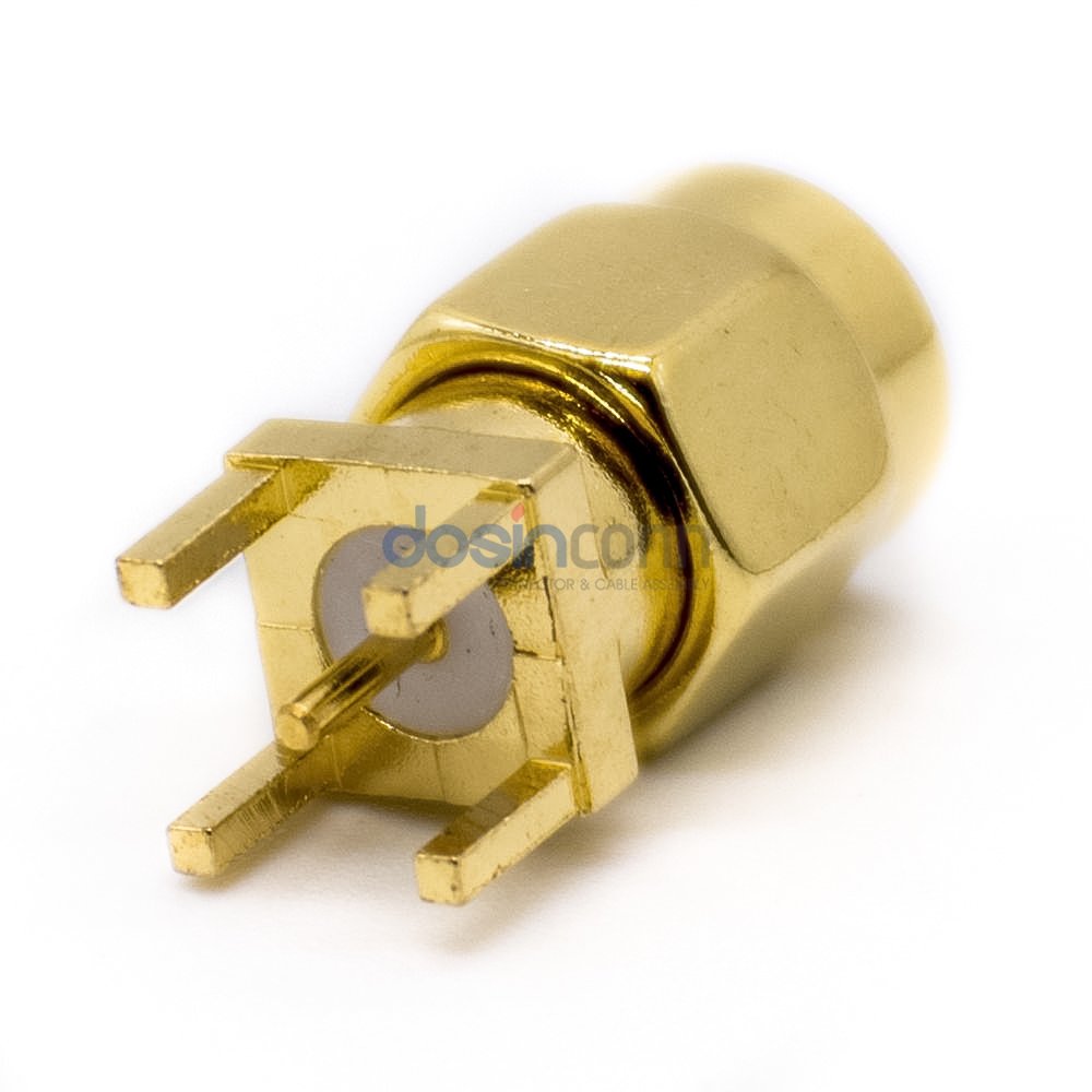PCB Mount Through Hole 50 ohm SMA Male Plug RF Coaxial Connector