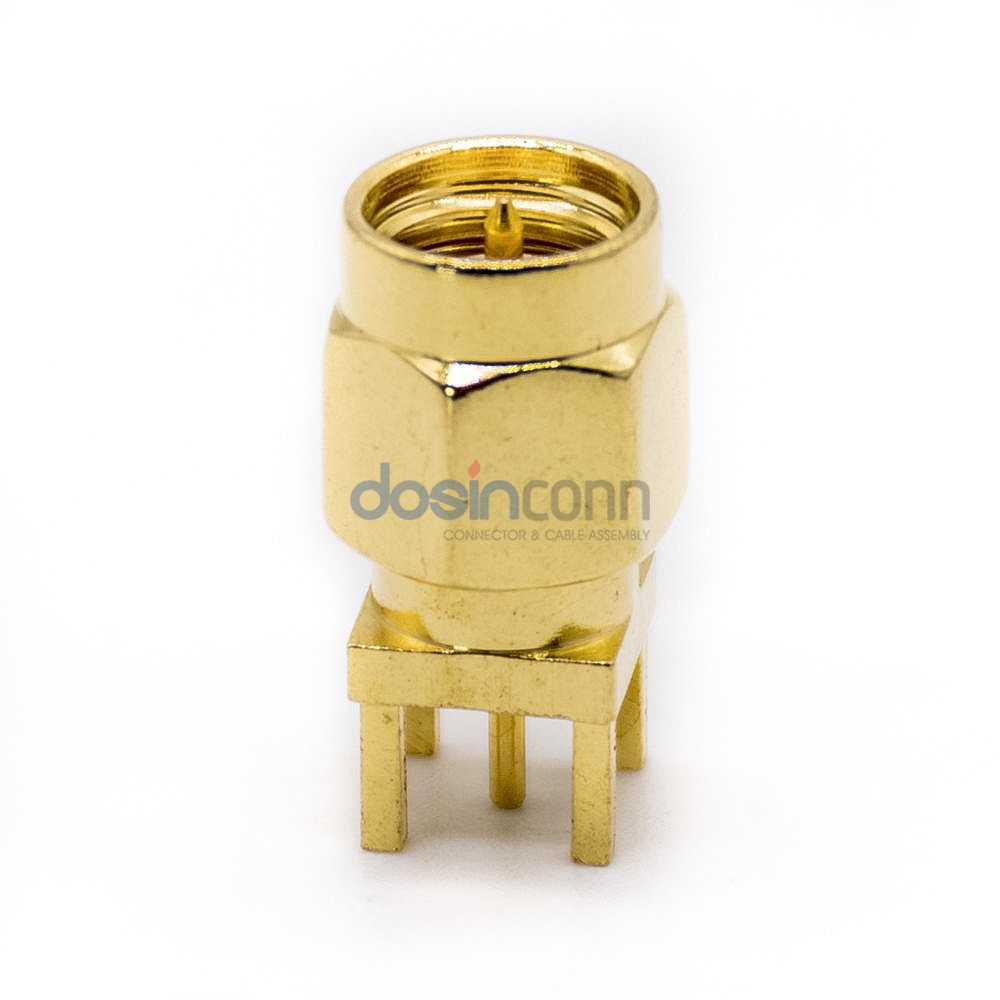 PCB Mount Through Hole 50 ohm SMA Male Plug RF Coaxial Connector