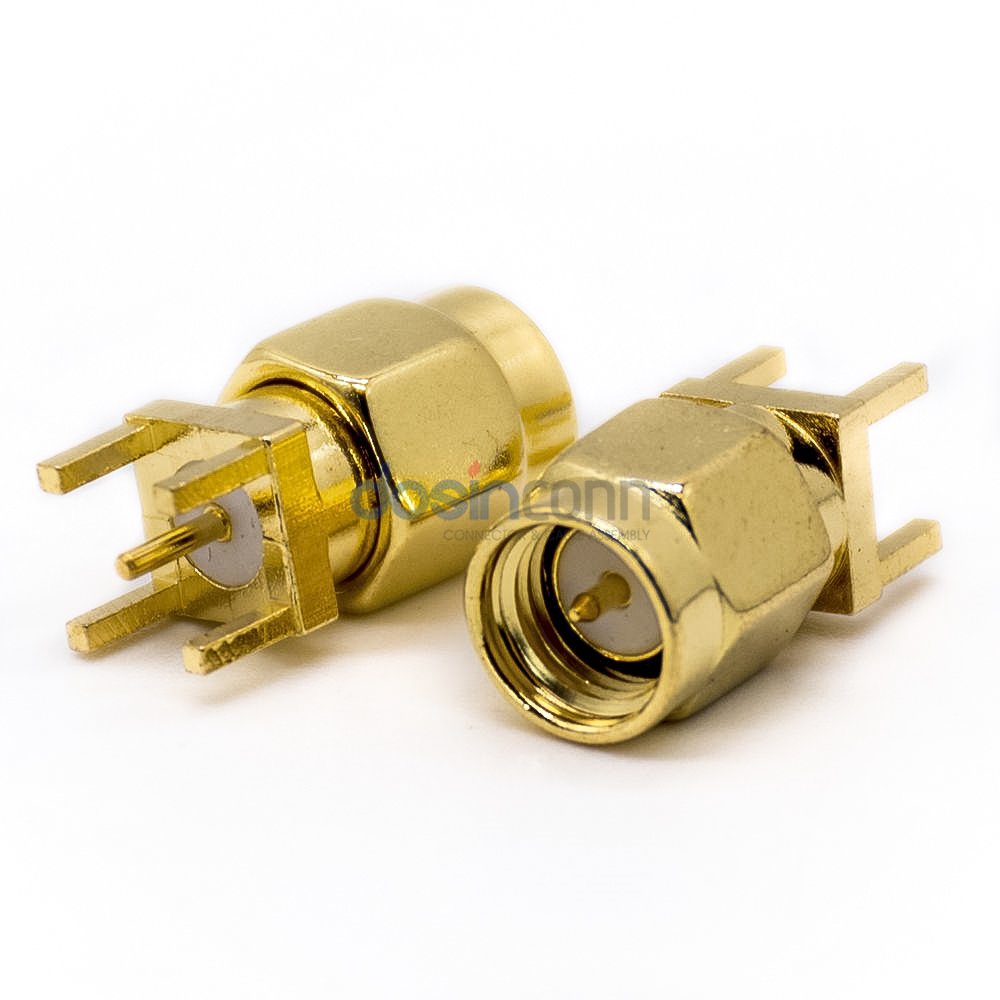 PCB Mount Through Hole 50 ohm SMA Male Plug RF Coaxial Connector