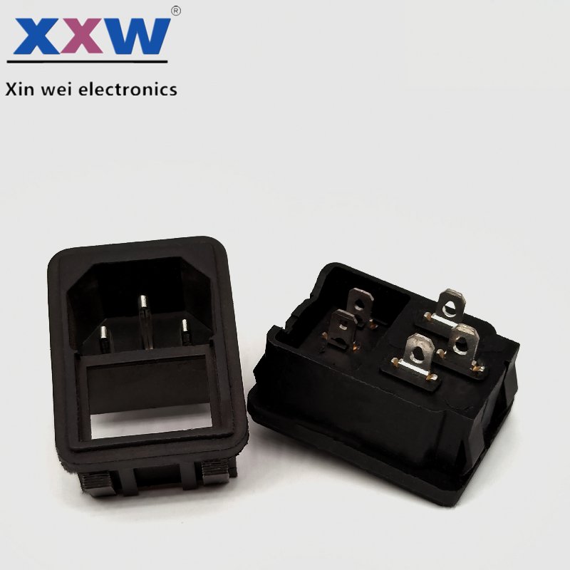 10A 125V C13 C14 ac male socket screw mount 110v ac power socket connector with single fuse 3 Pin power IEC connector