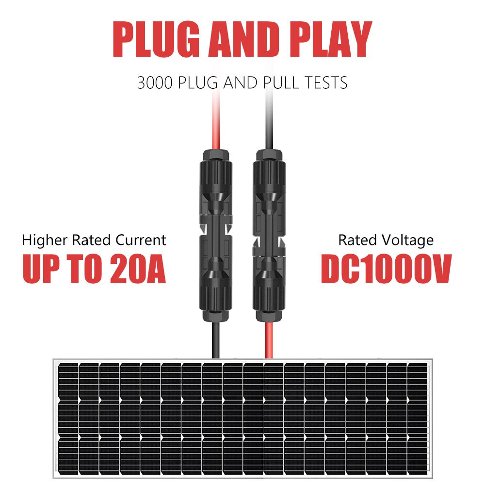 Customize DC Solar Extension Power Cable PV Wire 1000V 1500V Solar Connectors for Solar system