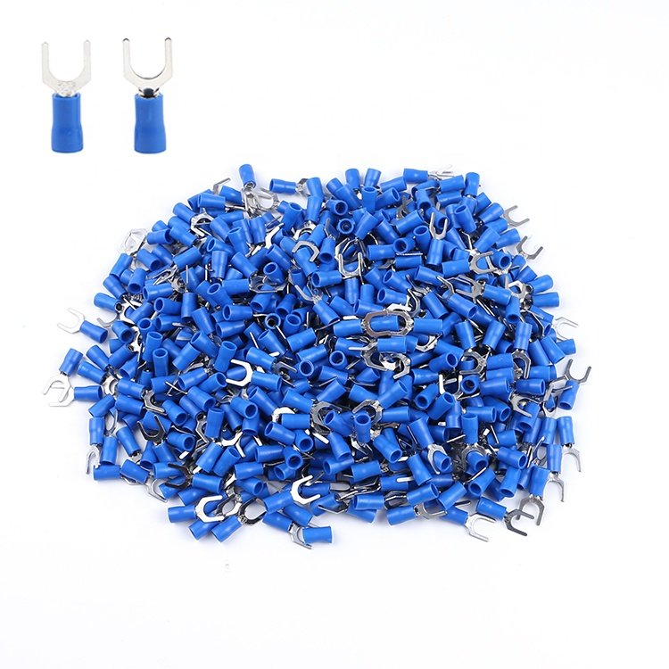 SV2-6 1/4 1.5-2.5mm PVC Copper Brass U-Type Fork Spade Tongue Crimp Wire Cable Lug Copper Ferrule Electrical Terminal Connector
