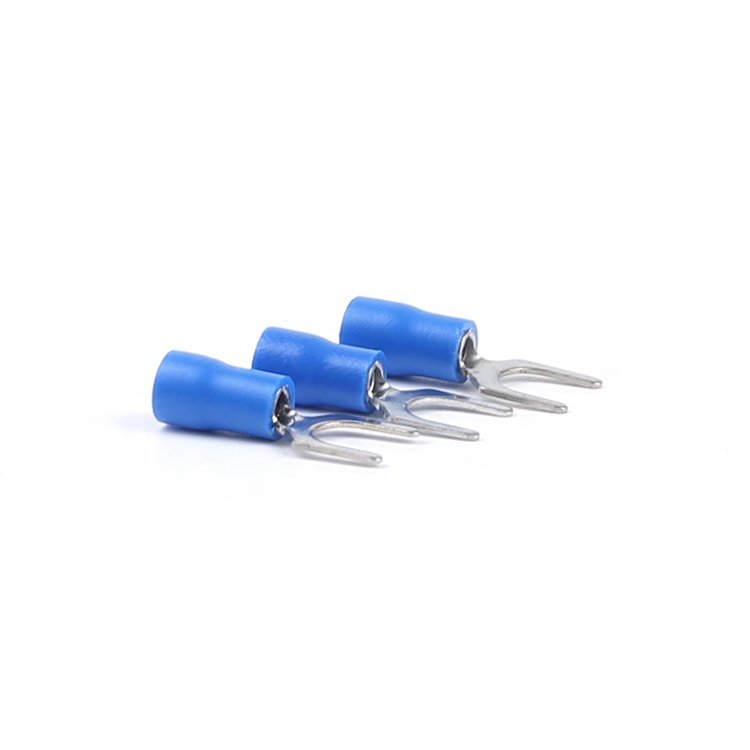 SV2-6 1/4 1.5-2.5mm PVC Copper Brass U-Type Fork Spade Tongue Crimp Wire Cable Lug Copper Ferrule Electrical Terminal Connector