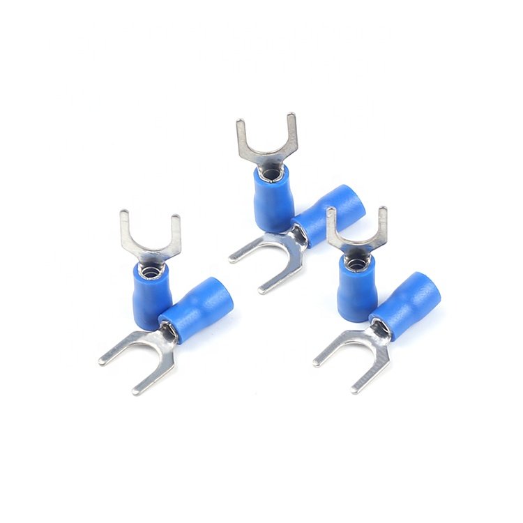 SV2-6 1/4 1.5-2.5mm PVC Copper Brass U-Type Fork Spade Tongue Crimp Wire Cable Lug Copper Ferrule Electrical Terminal Connector