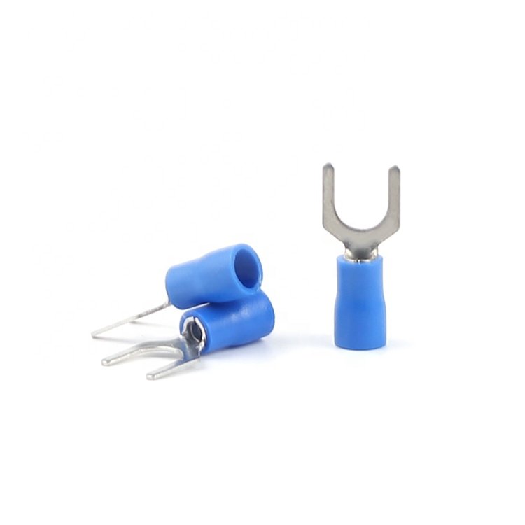 SV2-6 1/4 1.5-2.5mm PVC Copper Brass U-Type Fork Spade Tongue Crimp Wire Cable Lug Copper Ferrule Electrical Terminal Connector