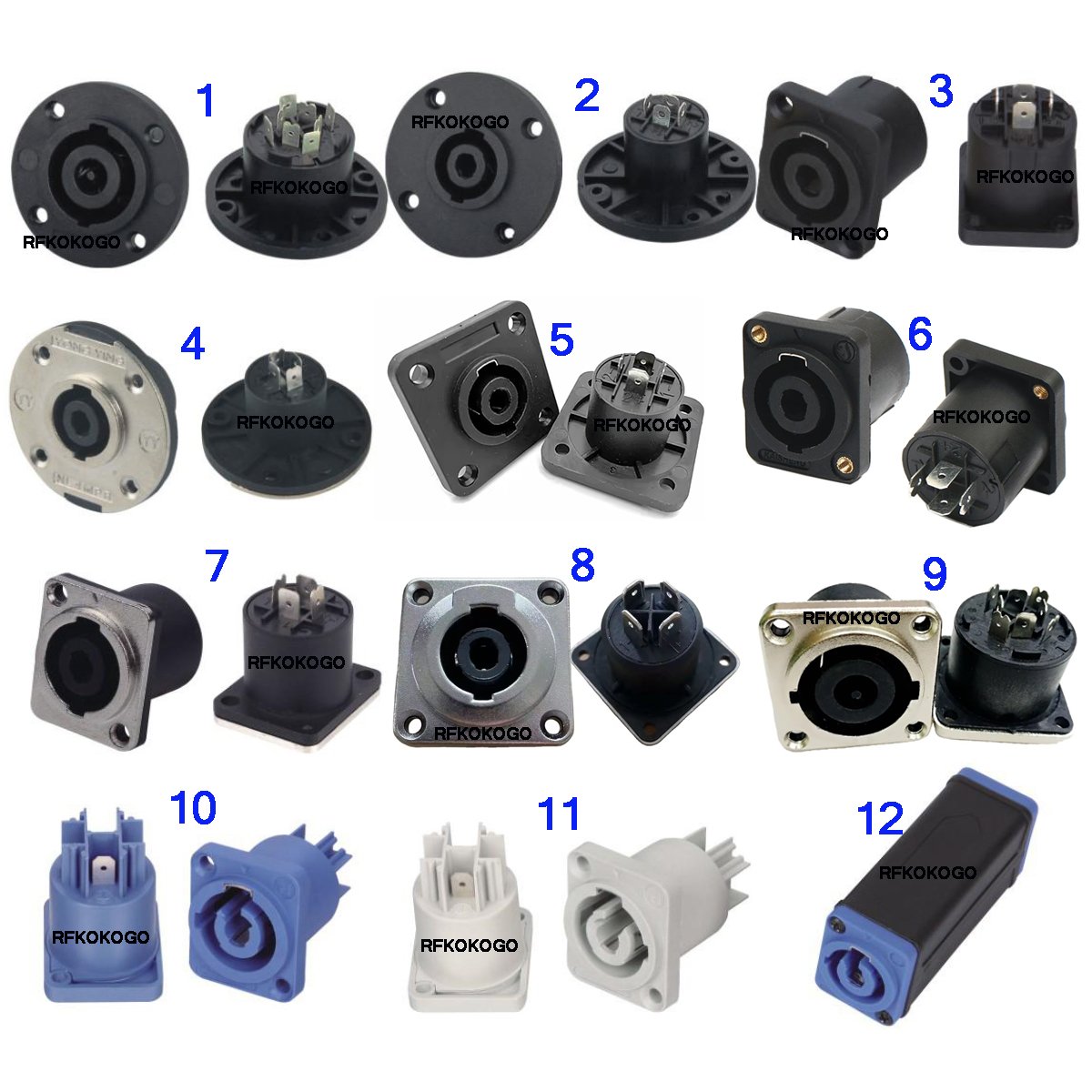 Professional Audio metal Speakon Connector Panel Mount Female socket cannon power plug NL8 NL4FC NL4MPR 4/8 pin poles cores