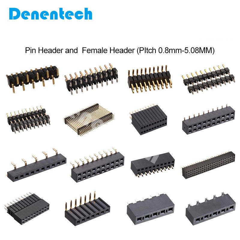 Denentech Brass SMT Adapter Automotive Electronic PCB single row 1x40 pin straight DIP 2.54mm female header connector