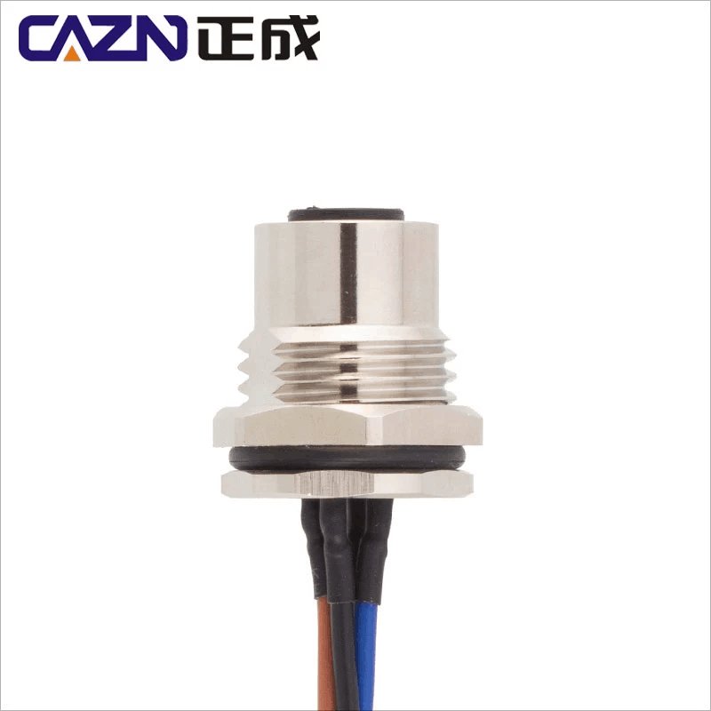 M12 circular signal power connector sensor socket 4 5 6 8 core 12 17pin back panel rear mount flange solder M12 panel connector