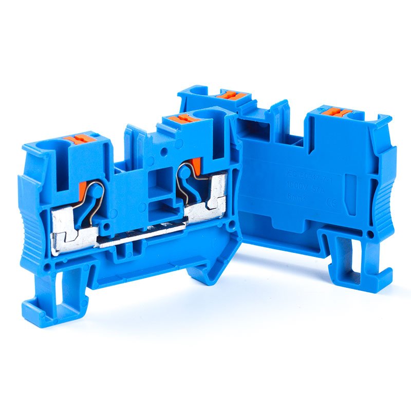 Fast Wiring Arrangement Connector PT-6 Terminal Block, Push In Din Rail Combined Push In Spring Screwless Terminal Block