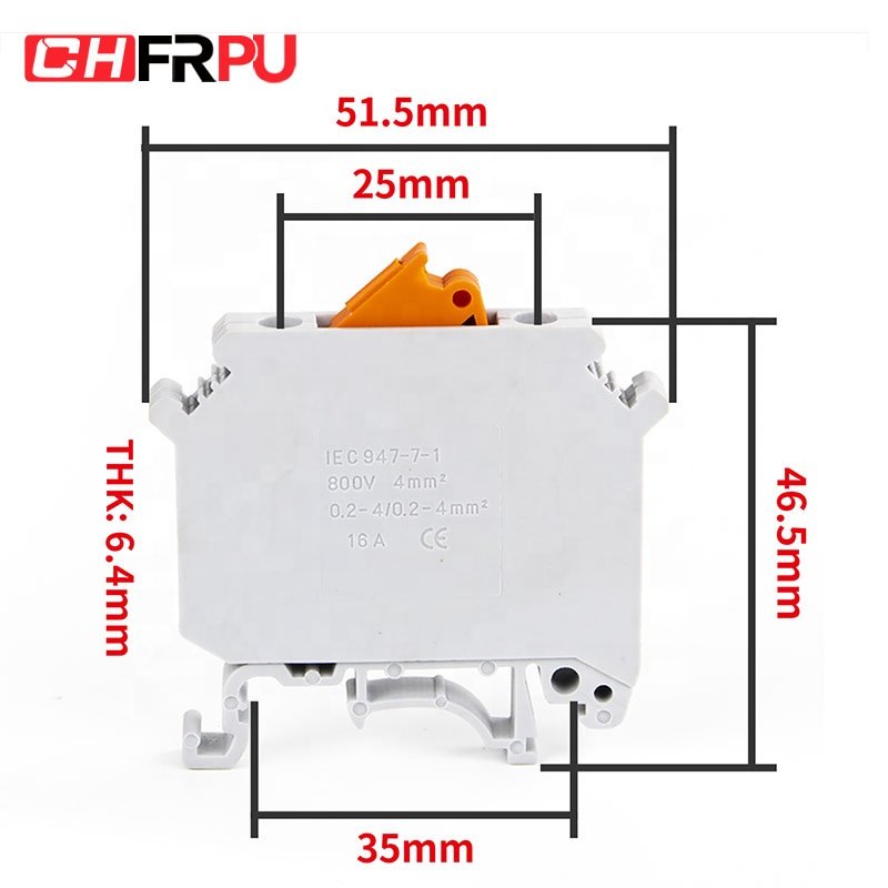 CHFRPU UK5-MTK-P/P 4mm2 knife switch DIN rail screw terminal block test disconnect connector
