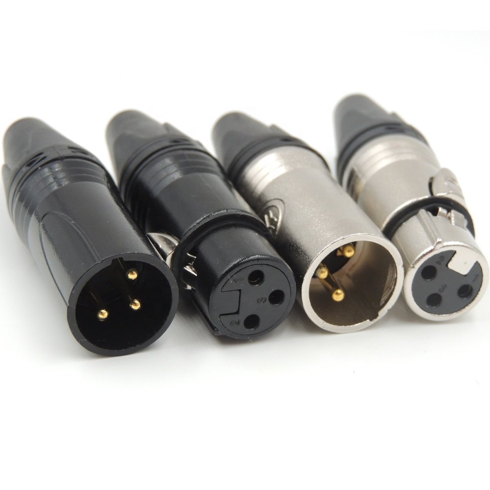 Hotselling Gold plated XLR 3 Pin male +Female Plug XLR Audio Microphone Connector for MIC Soldering Straight High Quality