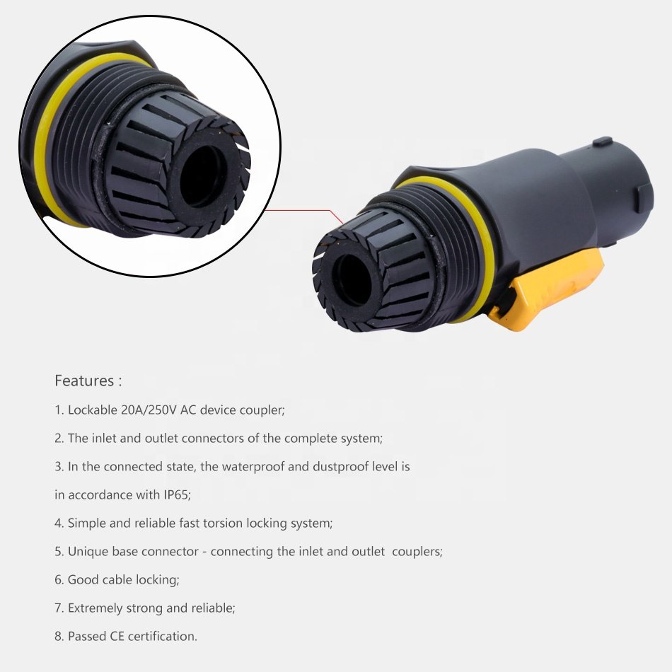 Waterproof PowerCON Connector NAC3FX-W NAC3MX-W Locking Powercon Cable Connector 250V 20A IP65 Grade Waterproof
