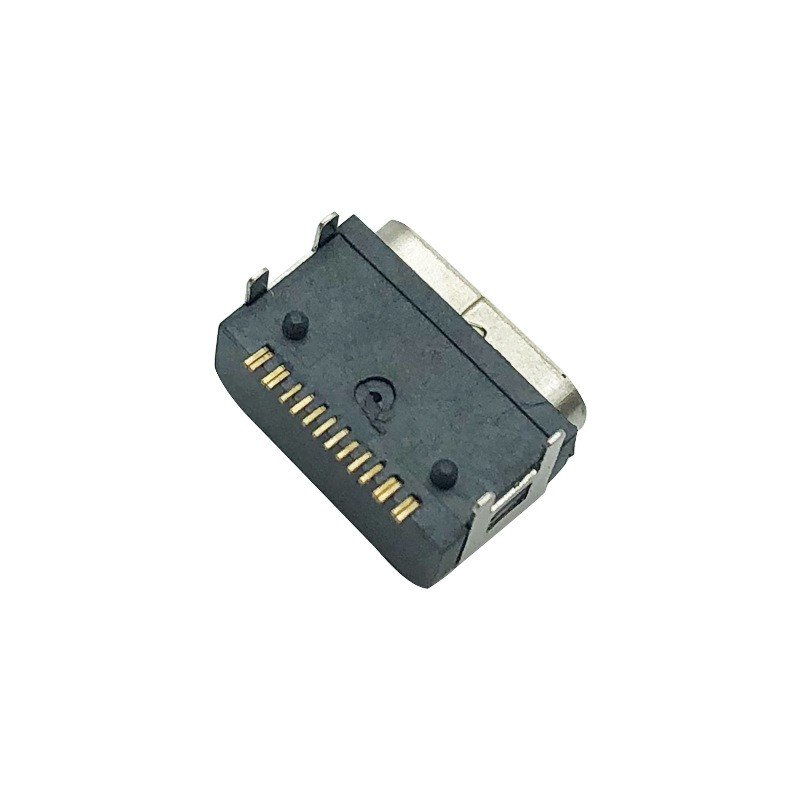 USB Type C 16P Waterproof Female Socket Horizontal Four-Leg Insertion SMT Connector for PCB Application
