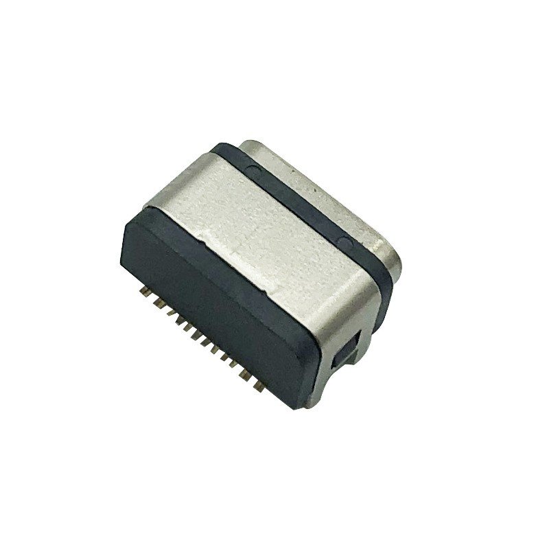 USB Type C 16P Waterproof Female Socket Horizontal Four-Leg Insertion SMT Connector for PCB Application