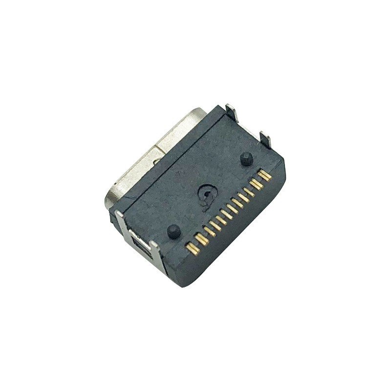 USB Type C 16P Waterproof Female Socket Horizontal Four-Leg Insertion SMT Connector for PCB Application