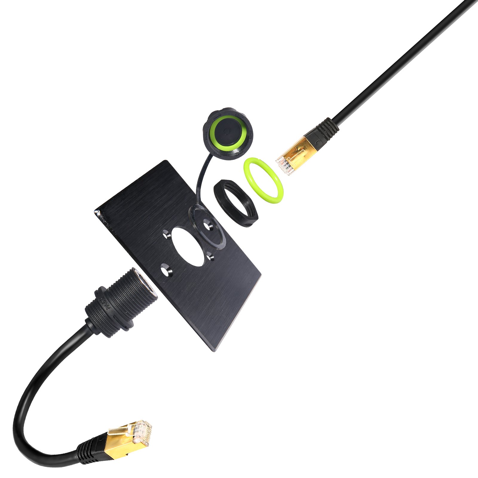 Ip67 Waterproof Panel Type Ethernet Rj45 CAT5 CAT6 CAT7 Cable Connector