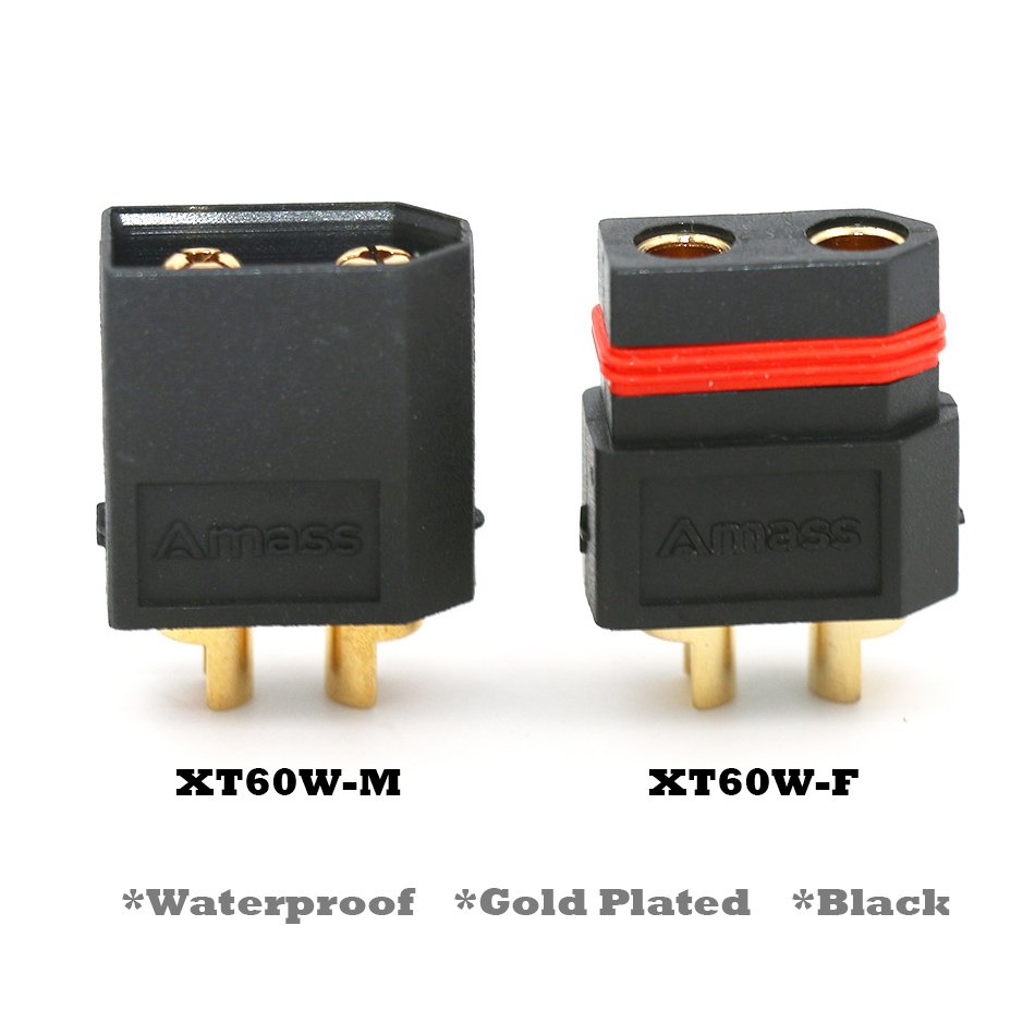 Original Amass Black XT60W XT60EW-M Panel Mount Connector XT60 Waterproof Plug Socket XT60EW XT60W-M Male XT60W-F Female Adapter