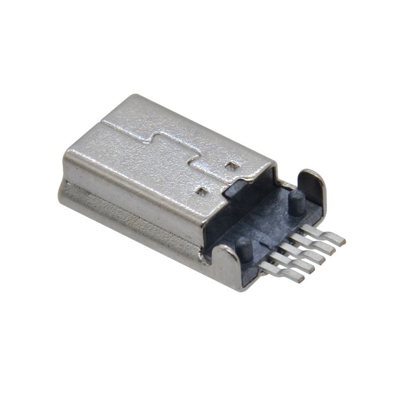 Horizontal Mini micro USB 2.0 Type B male connector 5 pin SMT iron shell 90 degree SMD Mini Plug with Position