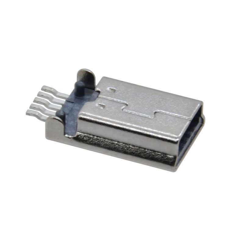 Horizontal Mini micro USB 2.0 Type B male connector 5 pin SMT iron shell 90 degree SMD Mini Plug with Position