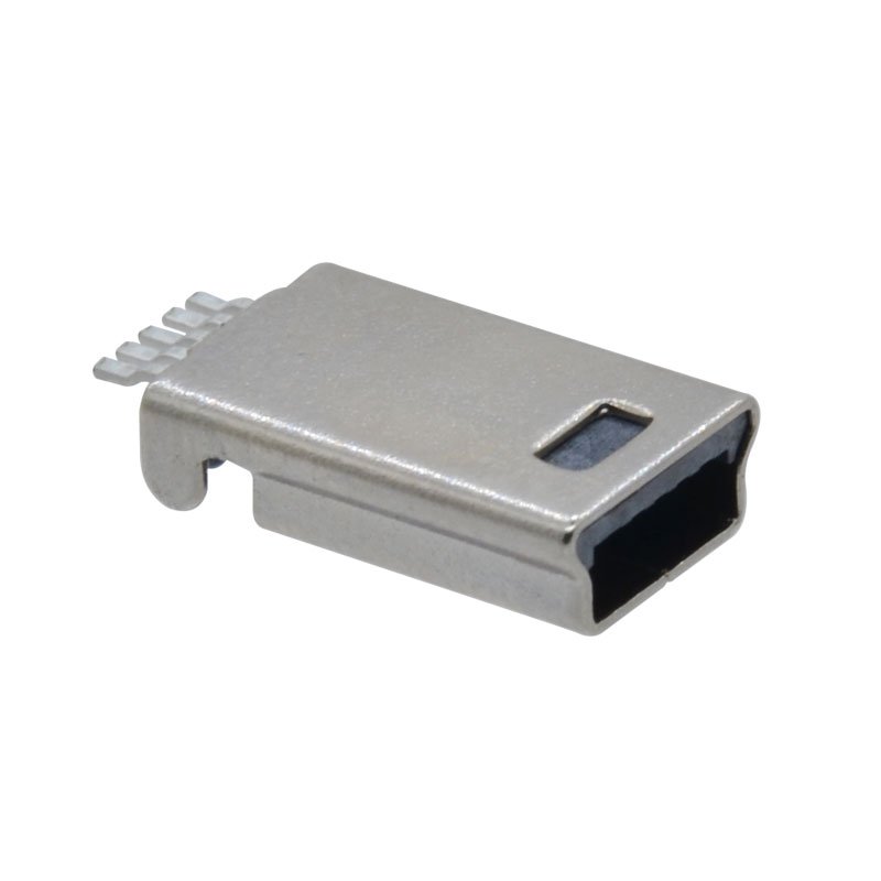 Horizontal Mini micro USB 2.0 Type B male connector 5 pin SMT iron shell 90 degree SMD Mini Plug with Position