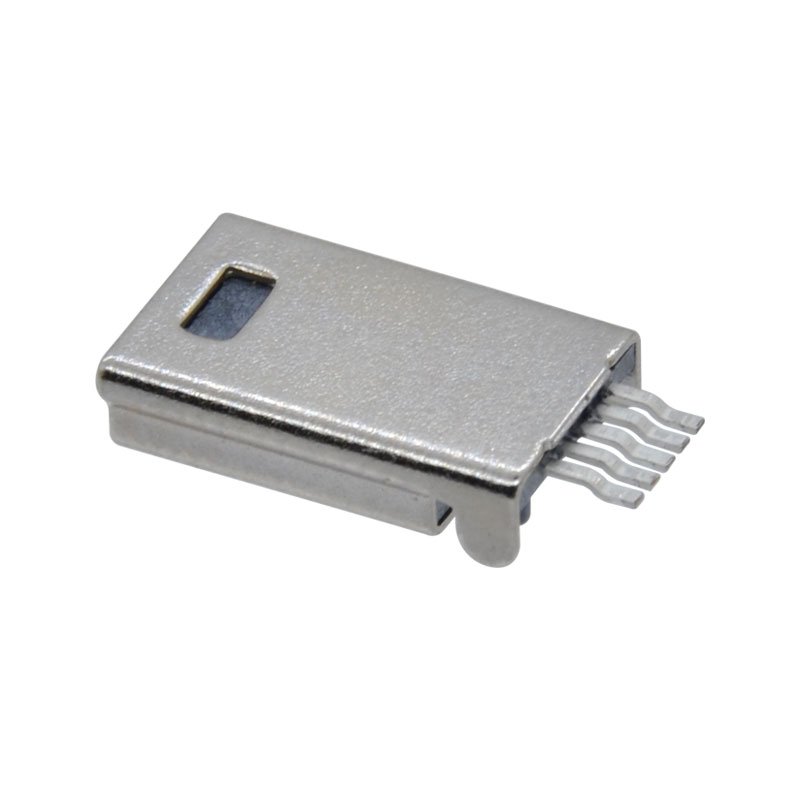 Horizontal Mini micro USB 2.0 Type B male connector 5 pin SMT iron shell 90 degree SMD Mini Plug with Position