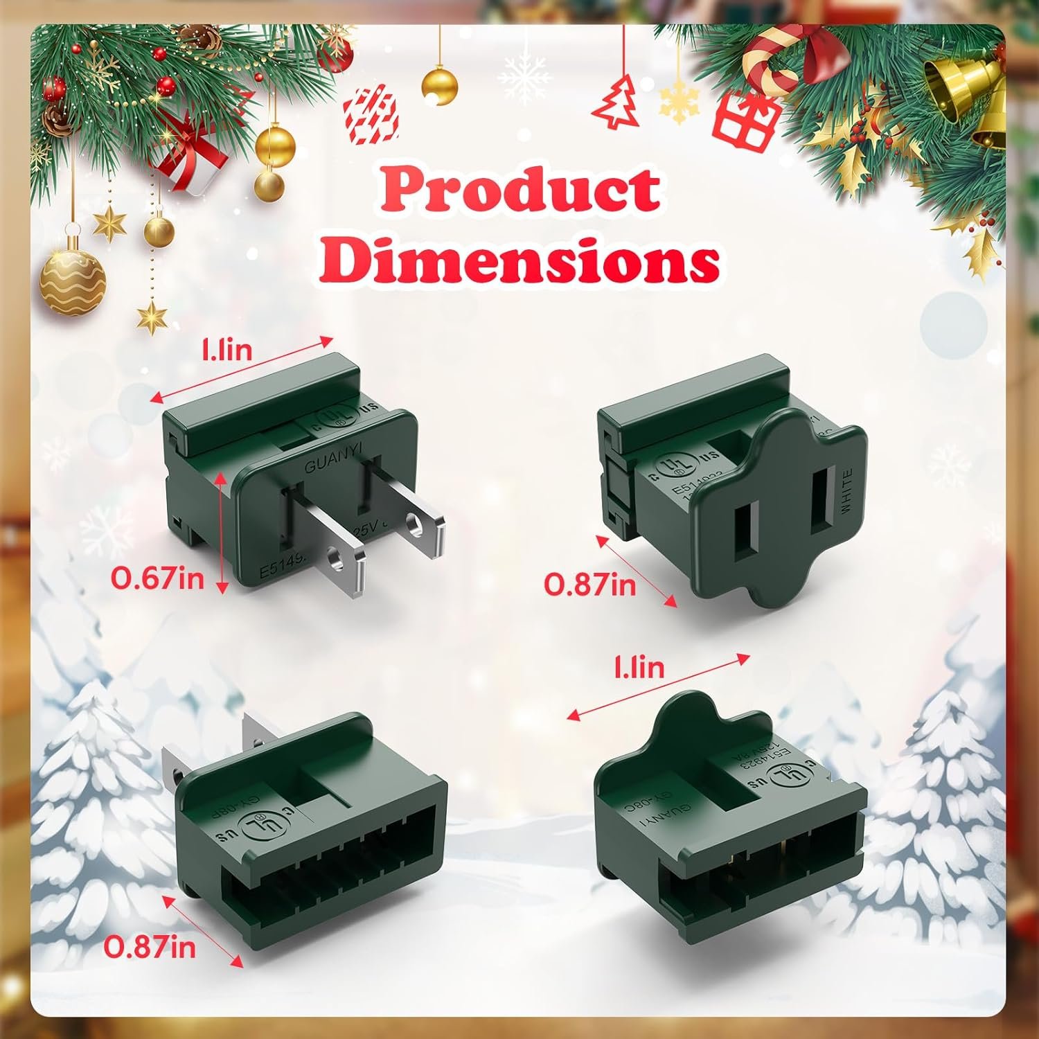 Guanyi UL male plug for 18 gauge SPT-1 green wire ,snap on Vampire plug connectors