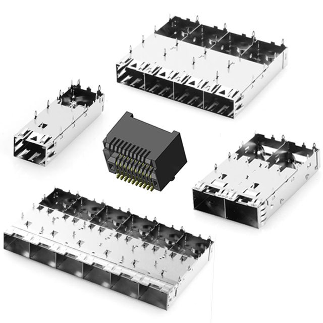 Sfp Housing Sfp2x6 Fiber Optic Connector Sfp 2x2 Cage With Light Guide Pole And Ground Pin