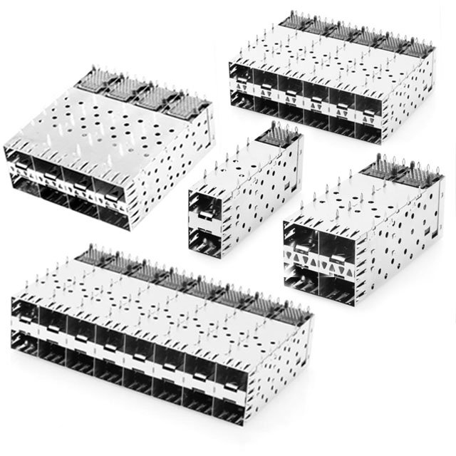 Sfp Housing Sfp2x6 Fiber Optic Connector Sfp 2x2 Cage With Light Guide Pole And Ground Pin