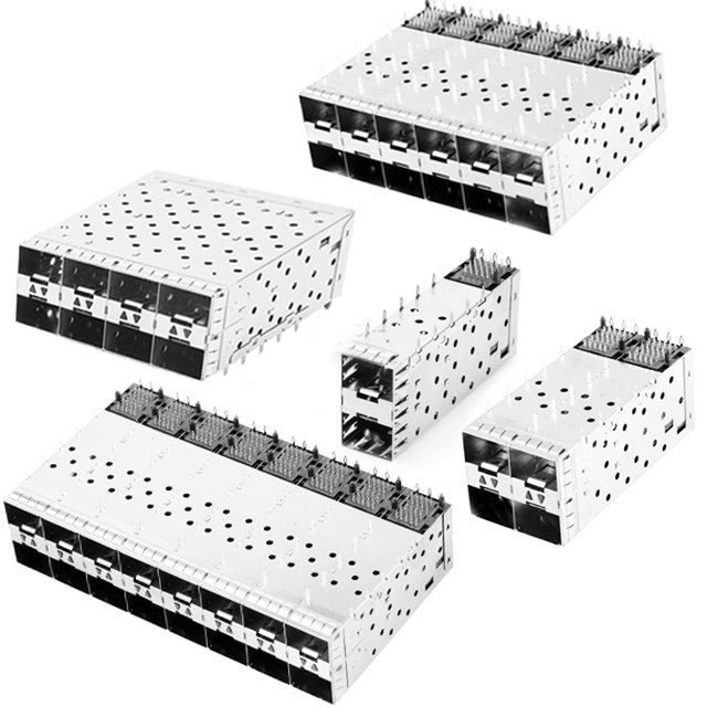Sfp Housing Sfp2x6 Fiber Optic Connector Sfp 2x2 Cage With Light Guide Pole And Ground Pin