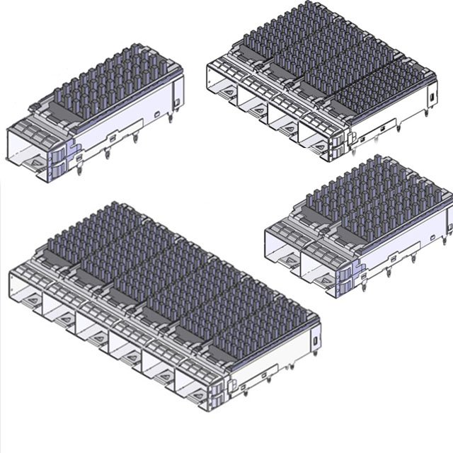 Sfp Housing Sfp2x6 Fiber Optic Connector Sfp 2x2 Cage With Light Guide Pole And Ground Pin