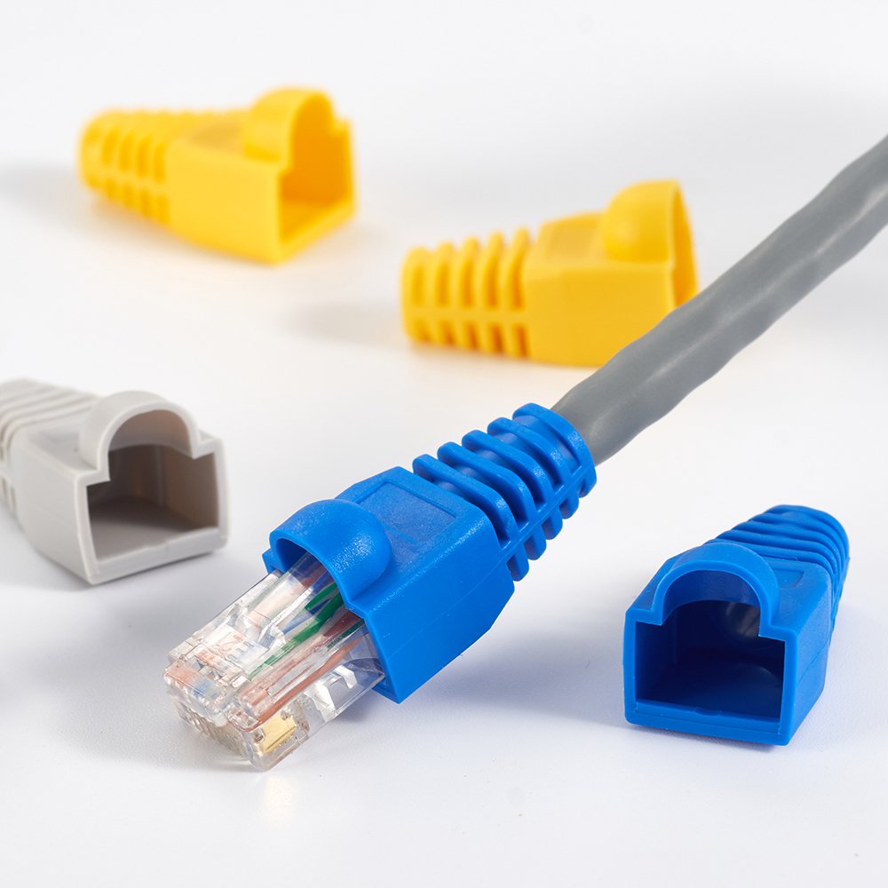 100pcs per Bag 8P8C Protect Cat5 Cat6 RJ45 Modular Plug Cover OD 6.5 PVC Colorful Connectors Boots