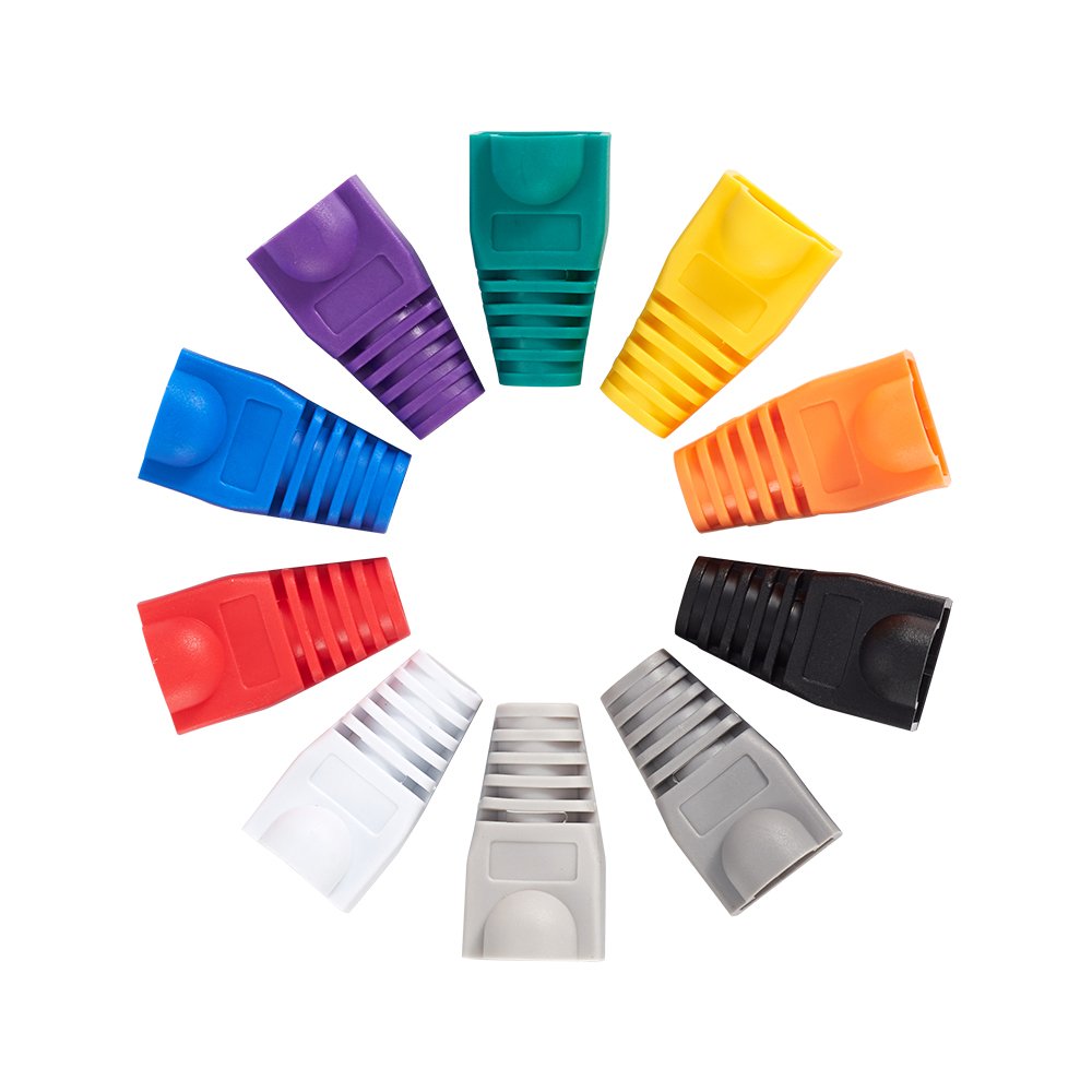 100pcs per Bag 8P8C Protect Cat5 Cat6 RJ45 Modular Plug Cover OD 6.5 PVC Colorful Connectors Boots