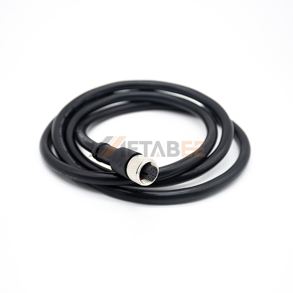 M12 Cable Assembly Female Straight 12 Pin Connector Aviation Socket Electrical Cable 1M AWG26 A Code