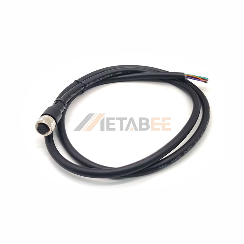 M12 Cable Assembly Female Straight 12 Pin Connector Aviation Socket Electrical Cable 1M AWG26 A Code