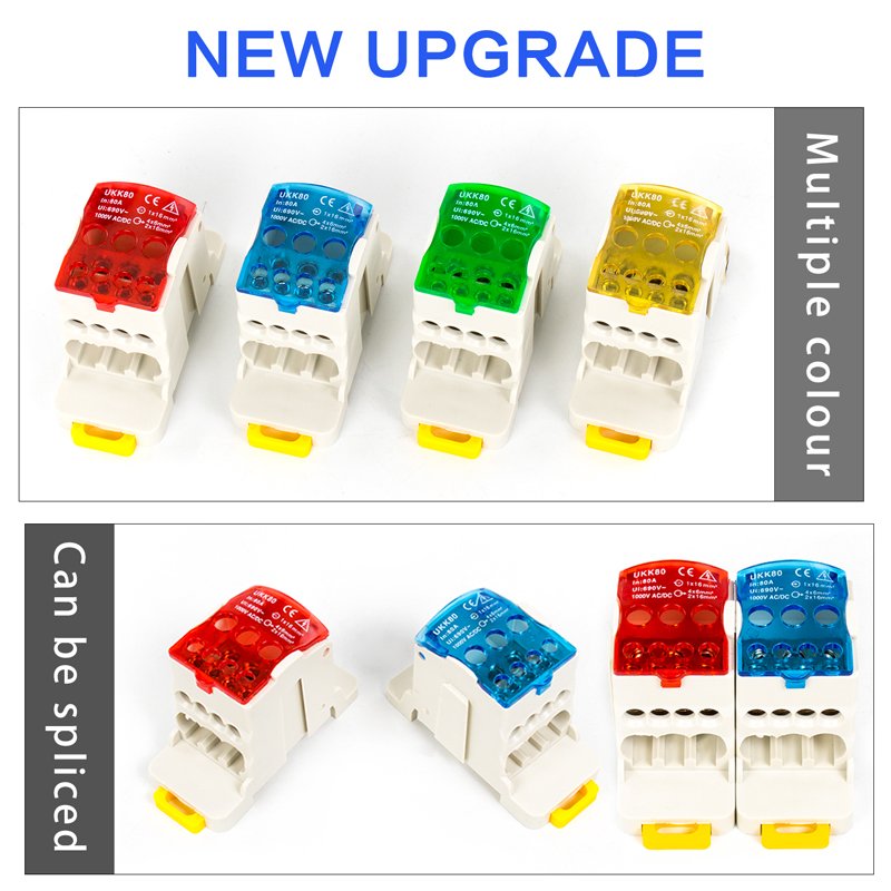 UKK80A big current distribution terminal box terminal block din rail screw terminal with safety cover UKK80 wire connector