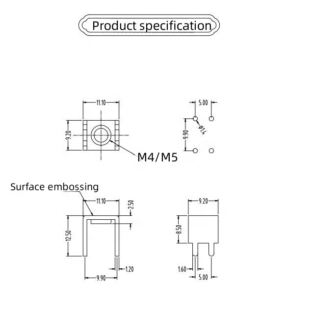 PCB9M4 welding terminal plug-in terminal Screw Terminal Block M5 straight-in fixed block 4PIN connector