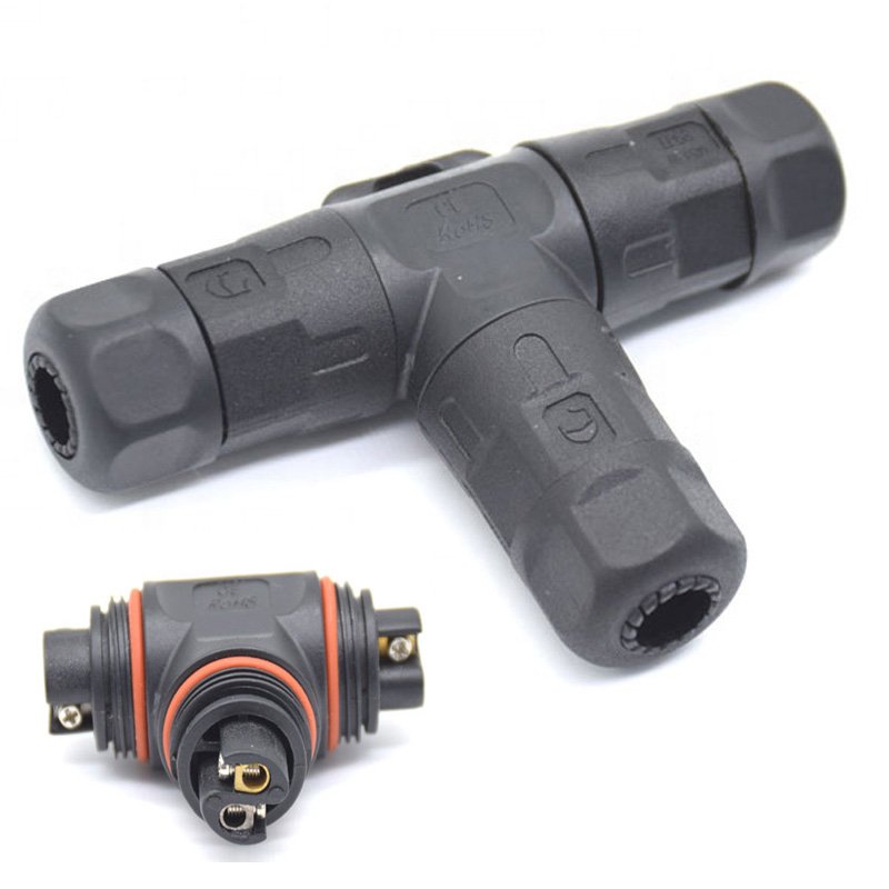 China Factory M20 2 Pin IP68 Electrical Power Quick Connect Cable Screw T Type Waterproof Connector