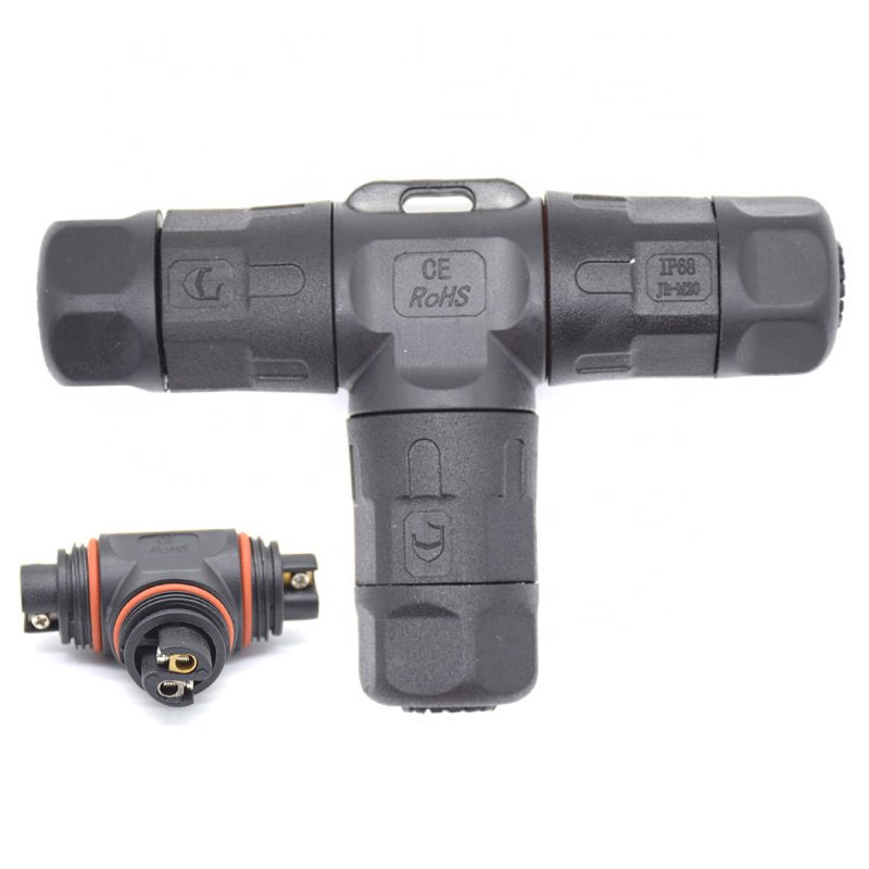 China Factory M20 2 Pin IP68 Electrical Power Quick Connect Cable Screw T Type Waterproof Connector