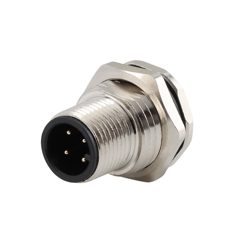 Sensor M12-4-core Industrial Connector Type A plug PCB plate mounted metal male and female connectors